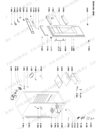 Схема №1 WMA1667DFC TS AQUA с изображением Рукоятка для холодильника Whirlpool 481010466012