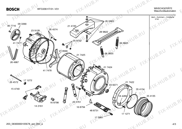 Взрыв-схема стиральной машины Bosch WFD2061IT Tuaa WFD 2061 - Схема узла 03