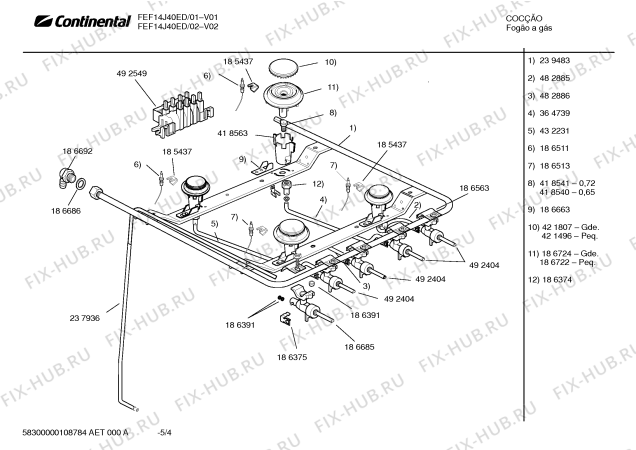 Взрыв-схема плиты (духовки) Continental FEF14J40ED - Схема узла 04