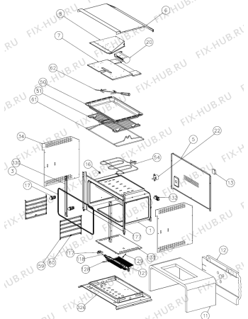 Взрыв-схема плиты (духовки) Gorenje BOG923E10X (472635, G90S) - Схема узла 02