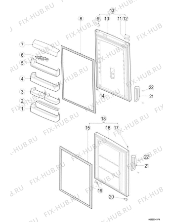 Взрыв-схема холодильника Electrolux ERB34098W - Схема узла Door 003