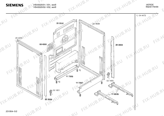 Взрыв-схема плиты (духовки) Siemens HS43020 - Схема узла 02