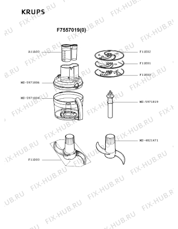 Схема №2 F7557069(0) с изображением Перекрытие для кухонного измельчителя Krups MS-5971816