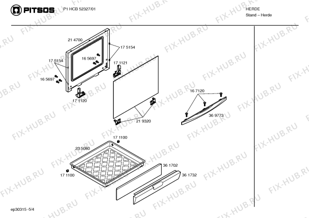 Взрыв-схема плиты (духовки) Pitsos P1HCB52327 - Схема узла 04