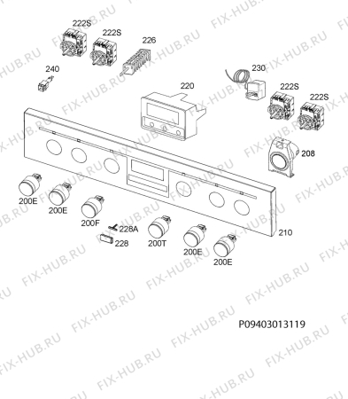 Взрыв-схема плиты (духовки) Zanussi ZCV6601MW - Схема узла Command panel 037