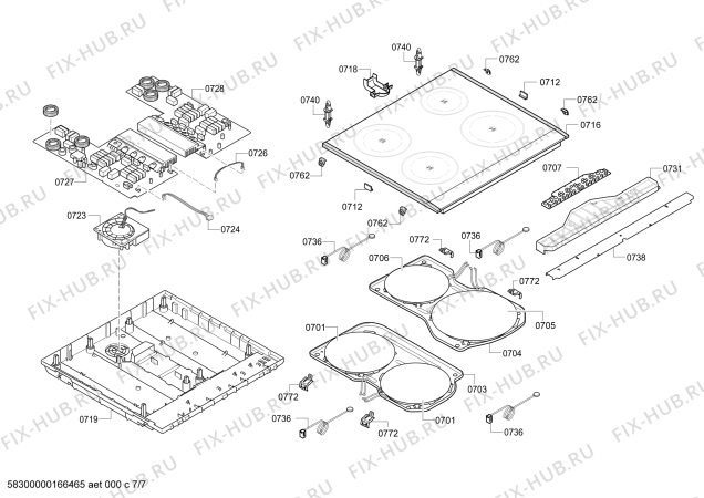Взрыв-схема плиты (духовки) Siemens HC858543U - Схема узла 07