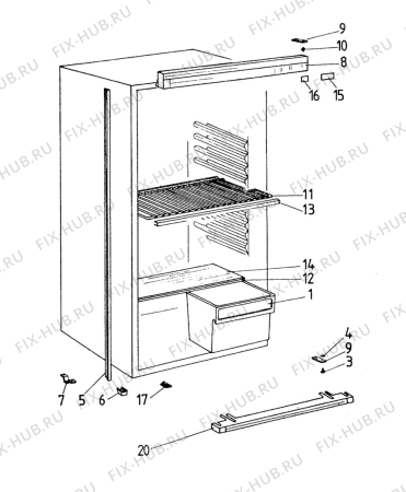 Взрыв-схема холодильника Electrolux RW632A - Схема узла C10 Cabinet/Interior