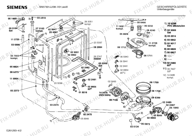 Схема №3 SMIDDB4 VW 7665 F12 с изображением Крышка для посудомойки Siemens 00271781