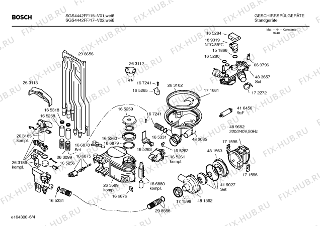 Схема №6 SGS4442FF с изображением Инструкция по эксплуатации для электропосудомоечной машины Bosch 00580701