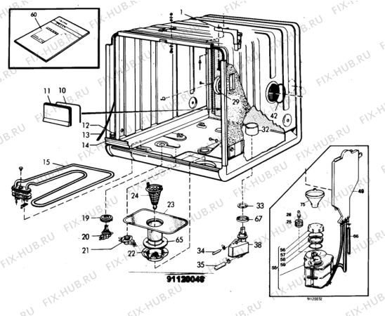 Взрыв-схема посудомоечной машины Electrolux ESF641-2 - Схема узла W10 Front  G