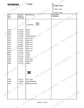 Схема №18 FV160X6 с изображением Инструкция по эксплуатации для телевизора Siemens 00531341
