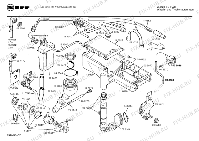 Взрыв-схема стиральной машины Neff V4280G0GB GB5062.11I - Схема узла 05