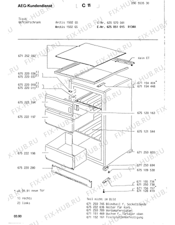 Взрыв-схема холодильника Aeg ARC1502 GS - Схема узла Internal panels