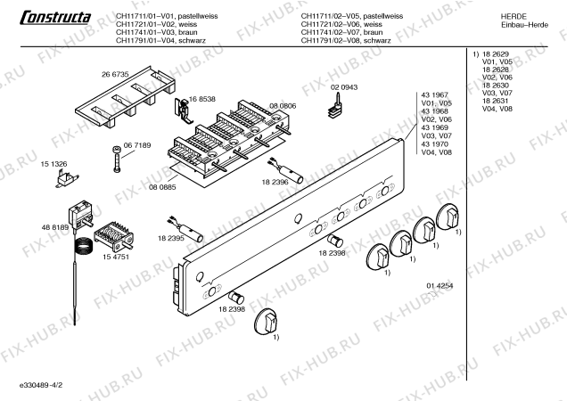 Схема №2 CH11721 с изображением Панель управления для плиты (духовки) Bosch 00431968