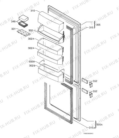 Взрыв-схема холодильника Aeg SC71640I - Схема узла Door 003