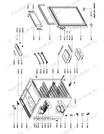 Схема №1 AFB 449/H с изображением Элемент корпуса для холодильника Whirlpool 481245228574