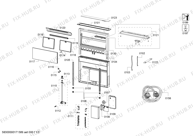 Схема №2 I99L59N0GB Neff с изображением Передняя панель для вентиляции Bosch 00746785