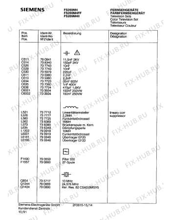 Схема №14 FS269M4 с изображением Коммутационная панель для телевизора Siemens 00757822