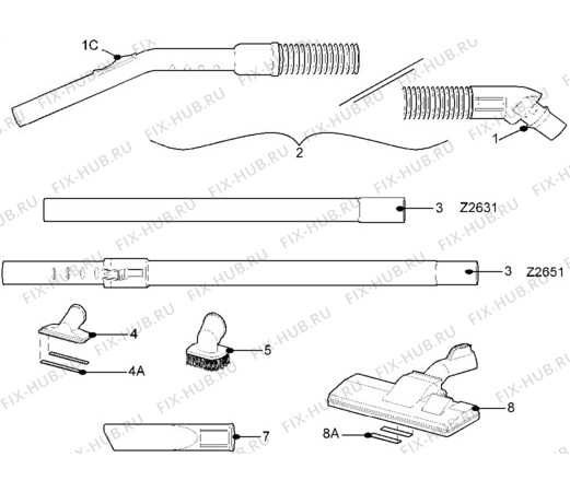 Взрыв-схема пылесоса Electrolux Z2631 - Схема узла Hose