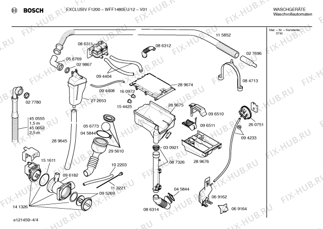 Схема №3 WFF1380NL, EXCLUSIV F1100 с изображением Инструкция по эксплуатации для стиралки Bosch 00520534