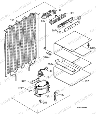 Взрыв-схема холодильника Zanussi ZPL9120 - Схема узла Cooling system 017