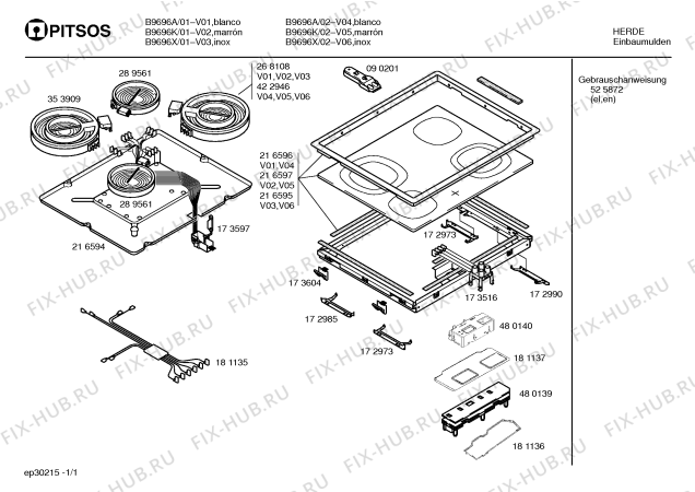 Схема №1 B9696K с изображением Стеклокерамика для плиты (духовки) Bosch 00216597