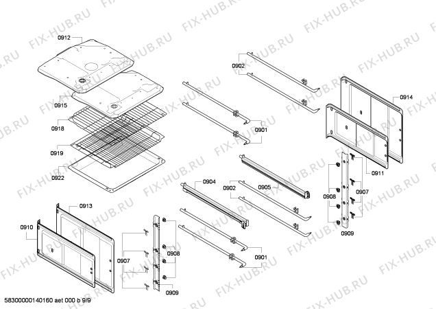 Схема №8 U16E74N0AU с изображением Модуль управления, незапрограммированный для плиты (духовки) Bosch 00648370