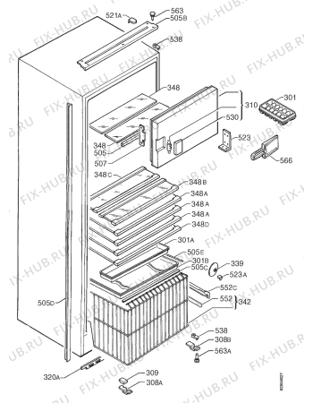 Схема №1 S1644-6I с изображением Корпусная деталь для холодильной камеры Aeg 2212020073