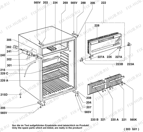 Взрыв-схема холодильника Electrolux RH303 - Схема узла Housing 001