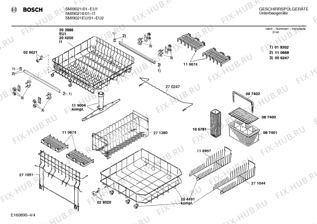 Взрыв-схема посудомоечной машины Bosch SMI9021II SMI9021 - Схема узла 04