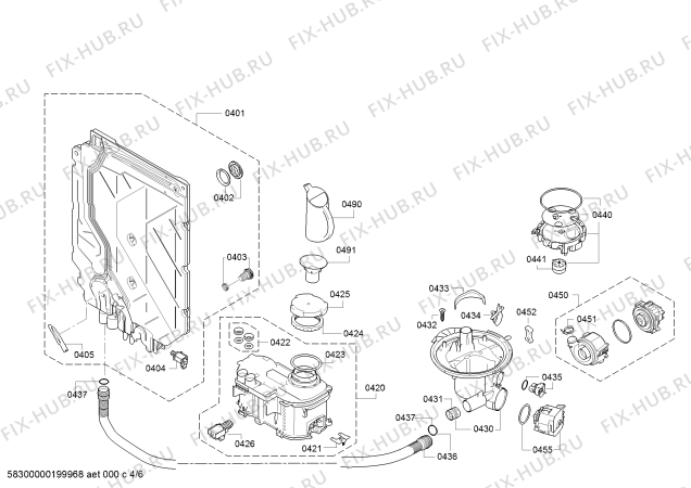Взрыв-схема посудомоечной машины Bosch SMU46AW01S SilencePlus, Serie 4 - Схема узла 04