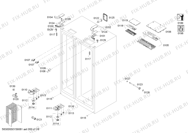 Схема №4 KAD62A70SD с изображением Крышка для холодильника Bosch 00653198