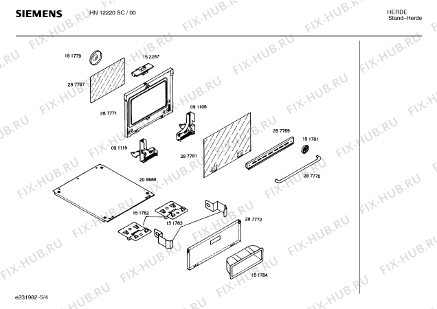 Взрыв-схема плиты (духовки) Siemens HN12220SC - Схема узла 04