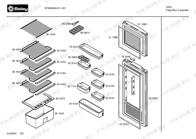 Взрыв-схема холодильника Balay 3FS5900A - Схема узла 02