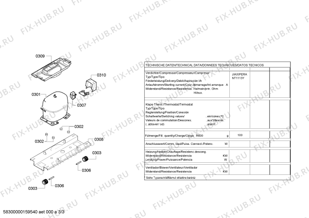 Взрыв-схема холодильника Pitsos PKVB39VW30 - Схема узла 03