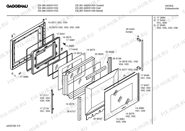 Схема №5 EB281620 с изображением Панель управления для плиты (духовки) Bosch 00142068