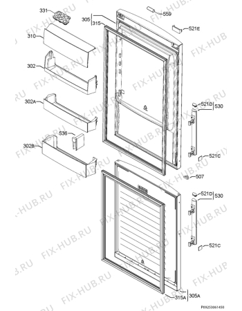 Взрыв-схема холодильника Rex Electrolux RN3455MOW - Схема узла Door 003