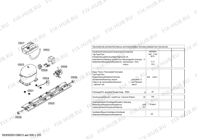 Взрыв-схема холодильника Gaggenau RB272250 - Схема узла 05