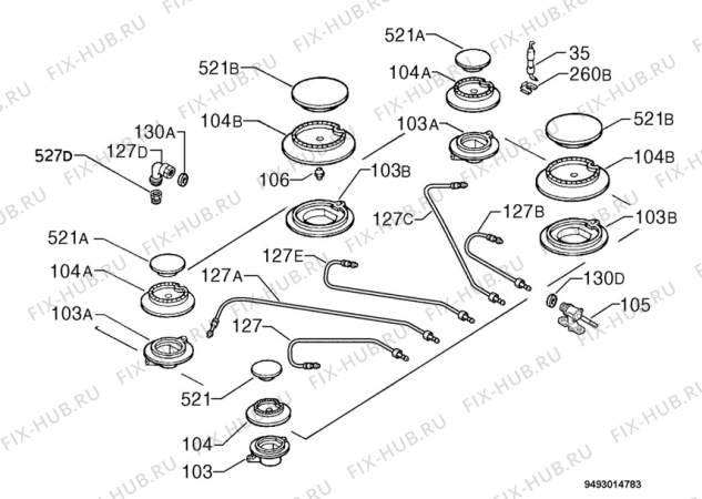 Взрыв-схема плиты (духовки) Zanussi ZGF754IX - Схема узла Functional parts 267