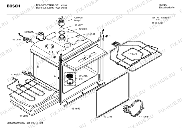 Взрыв-схема плиты (духовки) Bosch HBN560520B - Схема узла 03