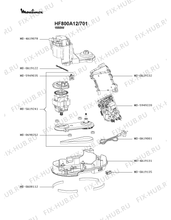 Взрыв-схема кухонного комбайна Moulinex HF800A12/701 - Схема узла BP004911.5P2