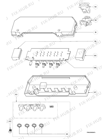 Взрыв-схема вытяжки Zanussi ZHC9015X - Схема узла Section 2