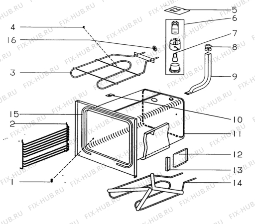 Взрыв-схема посудомоечной машины Electrolux CF4010 - Схема узла H10 Main Oven Cavity (large)