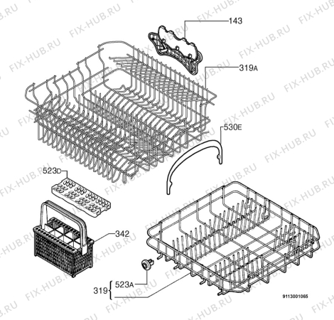 Взрыв-схема посудомоечной машины Faure LVS767 - Схема узла Basket 160