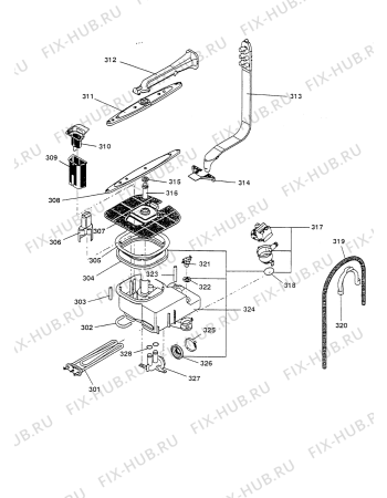 Взрыв-схема посудомоечной машины Hotpoint DF53P (F033568) - Схема узла