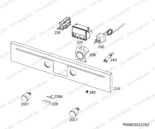 Взрыв-схема плиты (духовки) Aeg 42016IU-MN - Схема узла Command panel 037