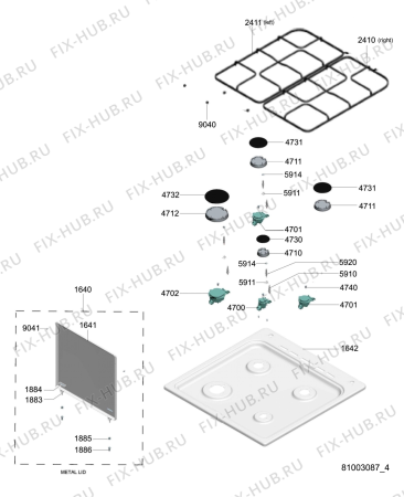 Схема №3 FS200SI с изображением Затычка для плиты (духовки) Whirlpool 482000000844
