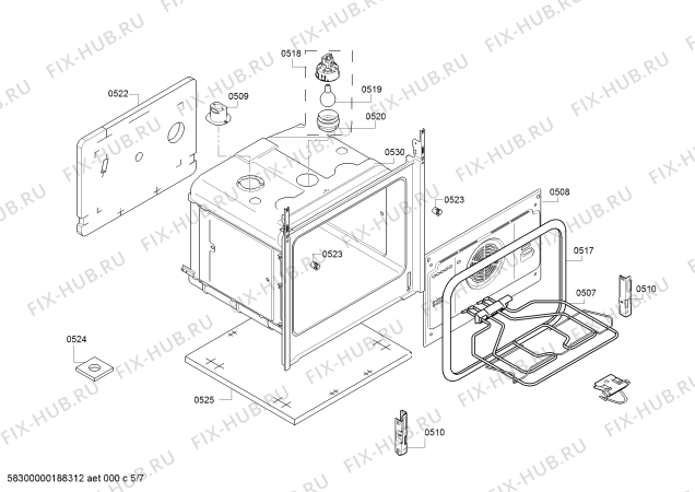 Схема №7 FRS4410GTD с изображением Ручка переключателя для духового шкафа Bosch 00636501