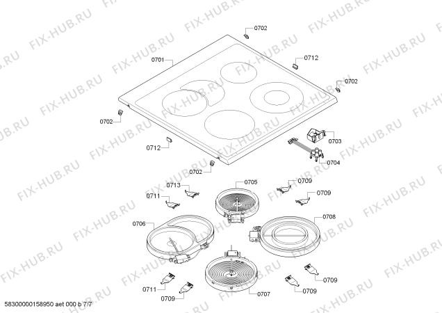 Взрыв-схема плиты (духовки) Bosch HCE754851 - Схема узла 07