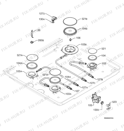 Взрыв-схема плиты (духовки) Zanussi ZGF640IX - Схема узла Functional parts 267